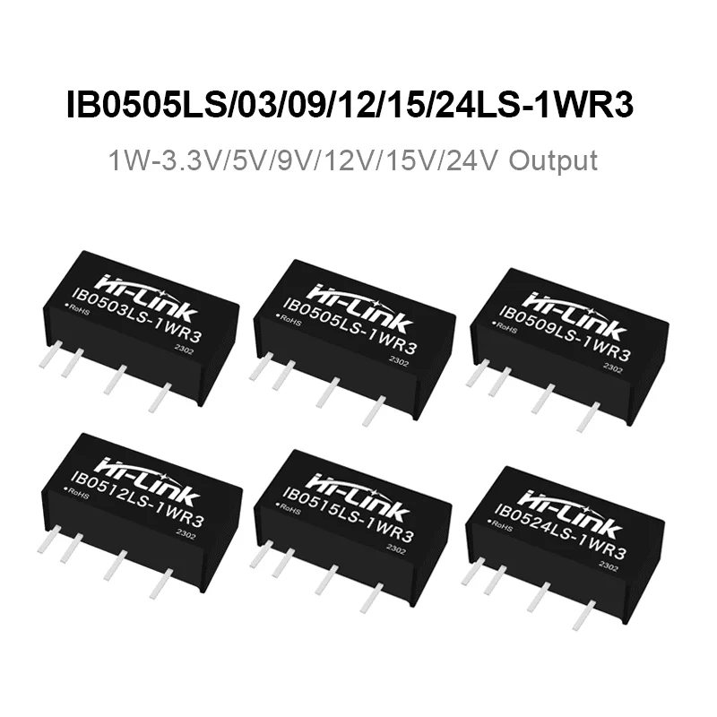 Hi-Link IB0503LS IB0524LS 1W Mini SIP Voltage Modulator 1500VDC Separation Low Noise Wide Temp Single Regulated Circuit Unit