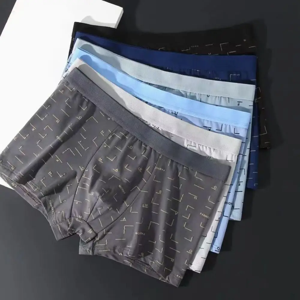 

4 шт. мужские трусы на плоской подошве в полоску со средней талией, бесшовные простые боксеры, шорты, трусы большого размера, нижнее белье для мужчин, мужчин/мальчиков