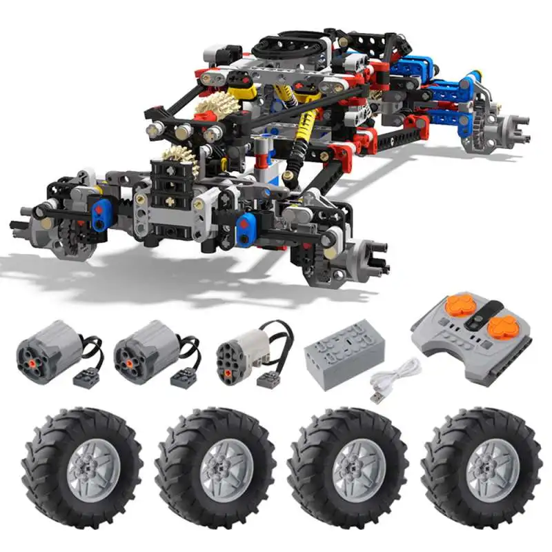 4WD RC Telaio per auto Azionamento elettrico Auto da arrampicata Fuoristrada Tecnico con ammortizzatori a sospensione 8CH APP Telecomando MOC PF 8882 8878
