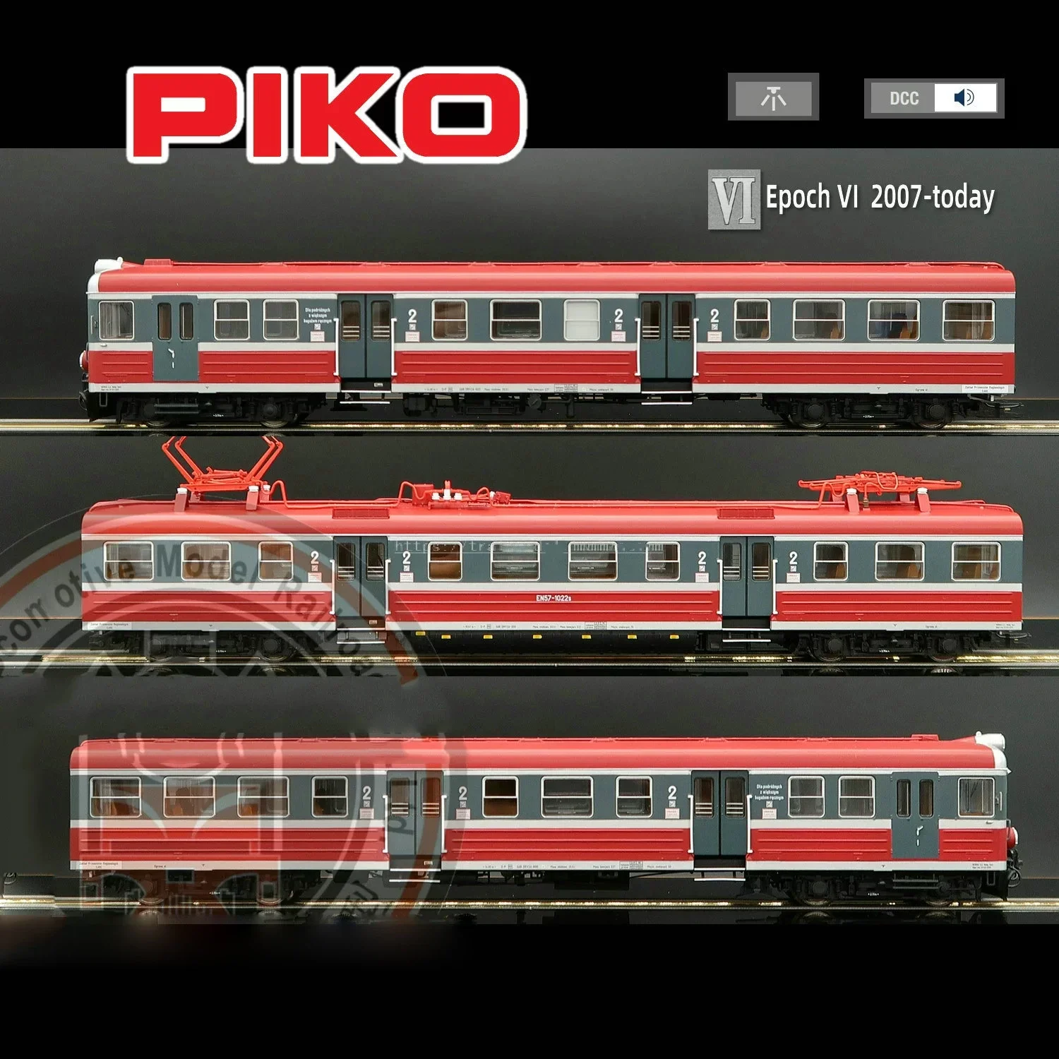 HO 1/87 Train Model German PIKO 51457 EN57 Intercity Train Three-section Group (DCC) Digital Sound Effect Polish Rail Car Toy