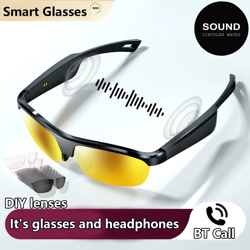 Smart Bluetooth V5.3 Sunglasses Glasses Call Outdoor Sports Headphones HIFI Black Technology Anti-touch UV For Men And Women