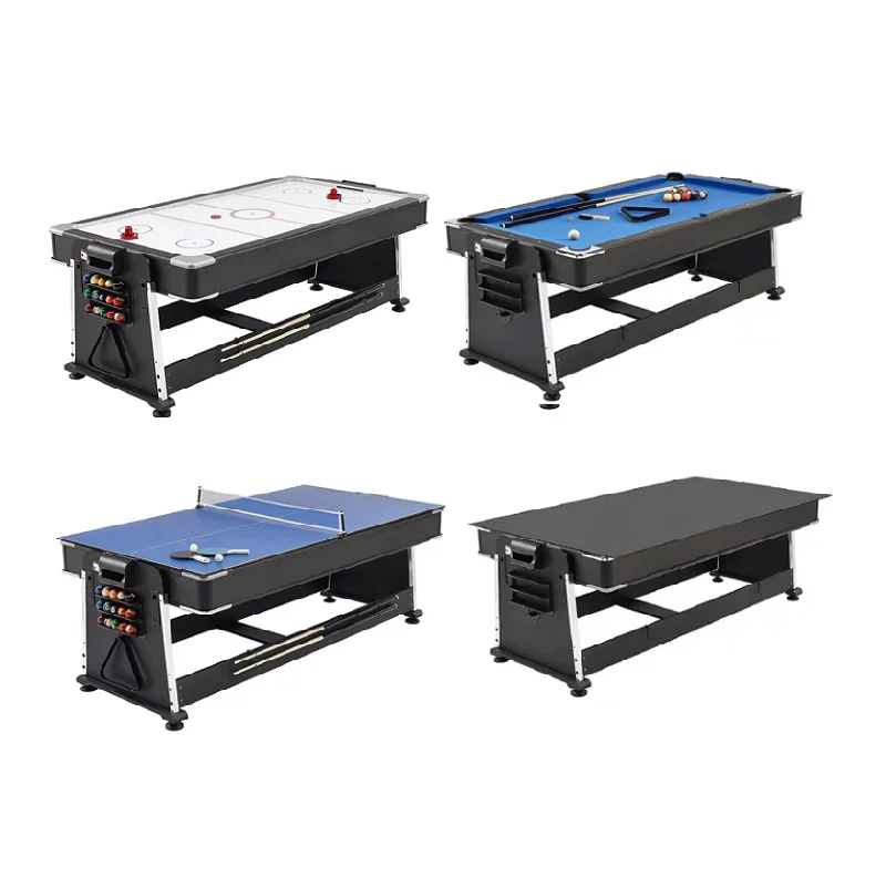 

Multi Game Pool Billiard Table, Air Hockey Table, Table Tennis Table with Dinning Table Plastic Unisex MDF Top Sales 7FT 4 in 1