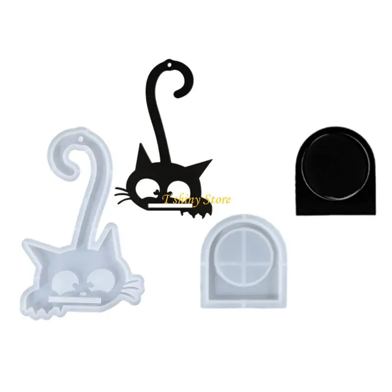 N58F Epoxy Resin Mould for Wall Hanging Holder Cats Candlestick and Home Decoration Projects Silicone Mold