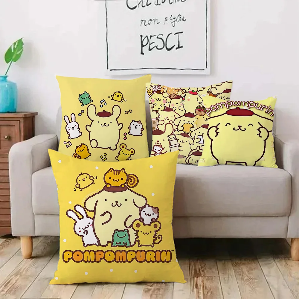 Anime Pompompurin Kawaii Pillow Covers Cartoon Sofa Decorative Home Double-sided Printing Short Plush Cute Sanrios Cushion Cover