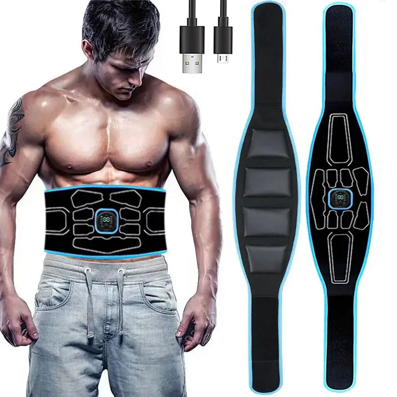 EMS Muscle Stimulator Trainer USB Electric Abs Toner Abdominal Belt Vibration Body Waist Belly Weight Loss Fitness Equipment