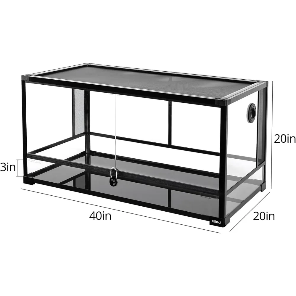 70 Gallon Reptile Large Terrarium Full Vision Glass Tank,Bearded Dragon Cage Double Hinge Door with Screen Ventilation Large