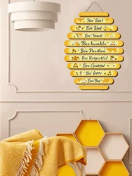 1pc 8*8inch Bee Logo Beehive Rules Bee Wall Decor Plaque Bee Gift Bumblebee Decoration  Living Room Country Kitchen Decoration