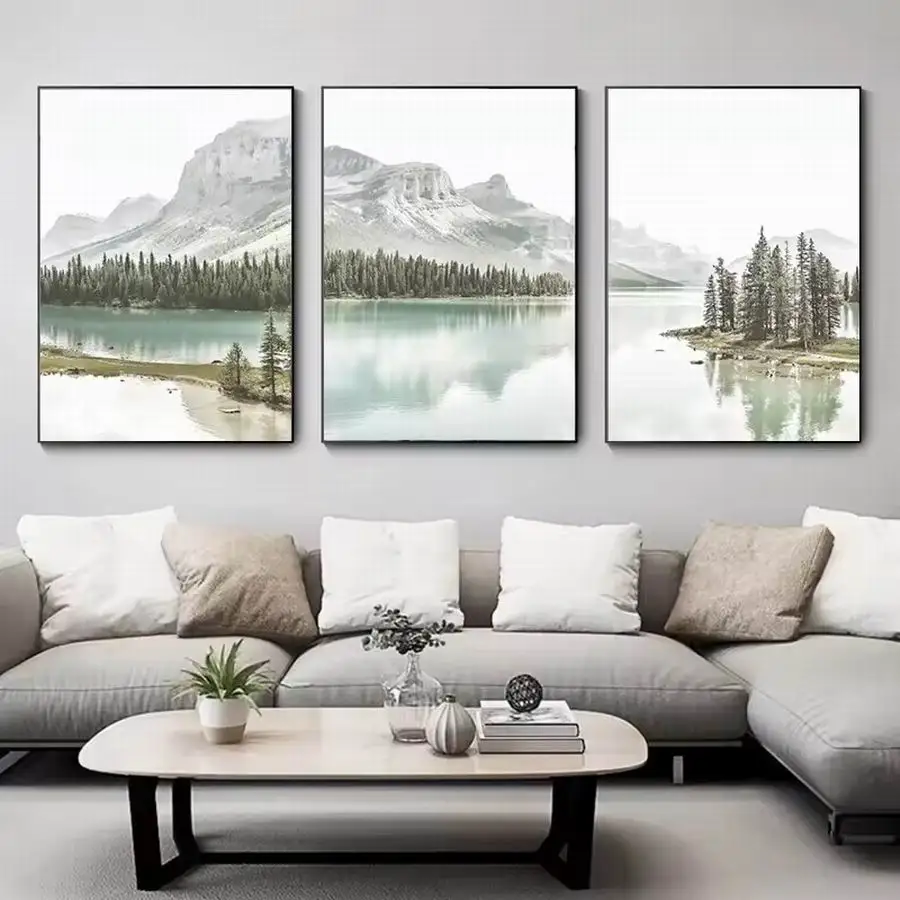 

Mountain Lake Forest Scenery Large Size Diy Diamond Painting Triptych Landscape Full Mosaic Embroidery Pictures 3 Pieces/Set