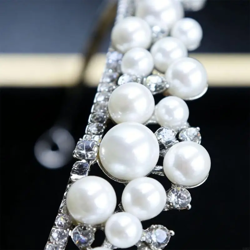 Classical Pearls Wedding Tiaras Suitable for Various Hairstyles and Occasions E0BF