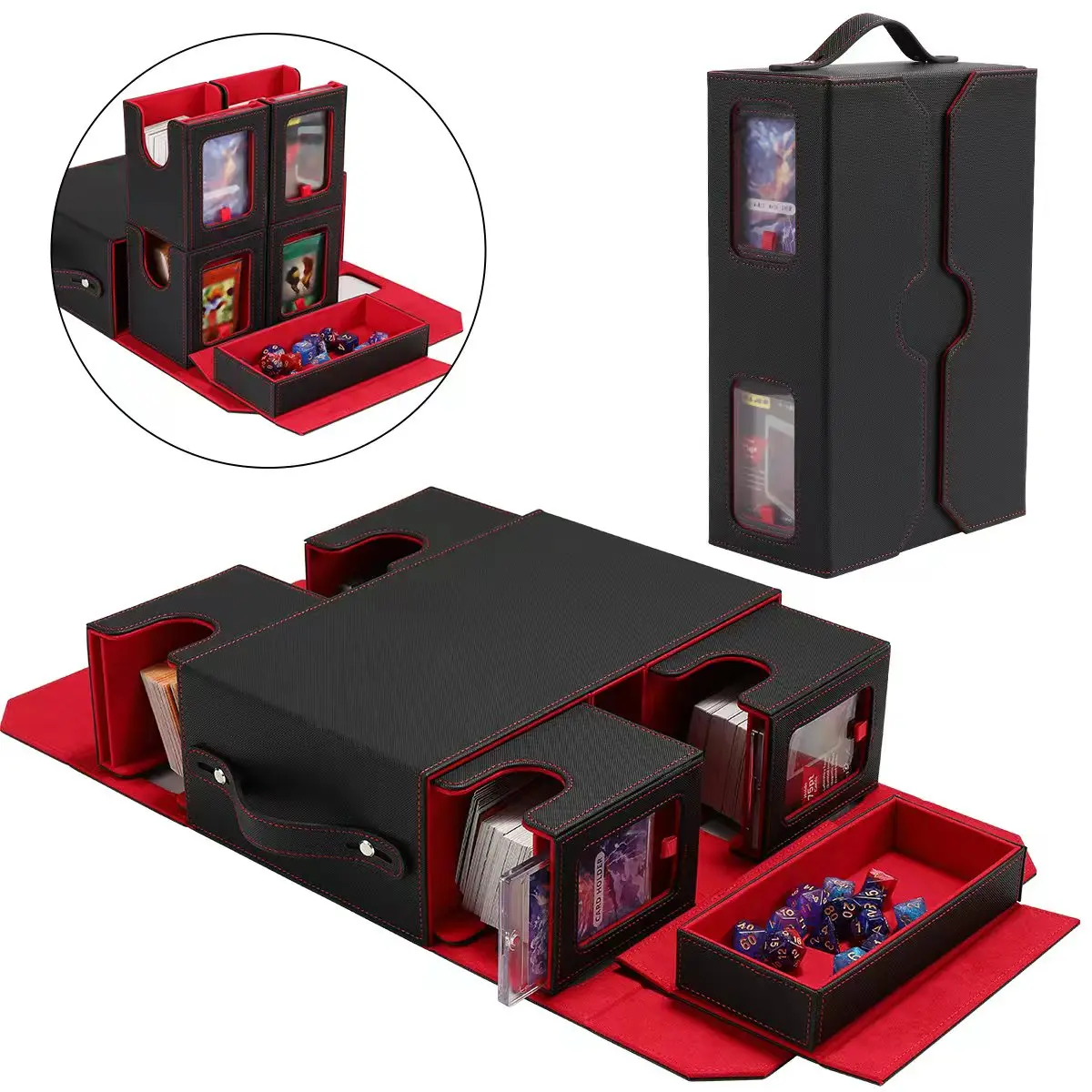 

Double slot double window card box, suitable for TCG card players' daily storage, card display and carrying