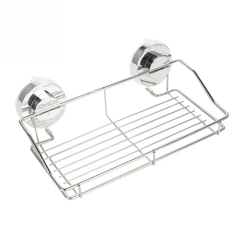 Dual Sucker Shower Organizer Basket Bathroom Shelf Shower Corner Basket Removable Wall Mounted Storage Shelf Rack W/ Suction Cup