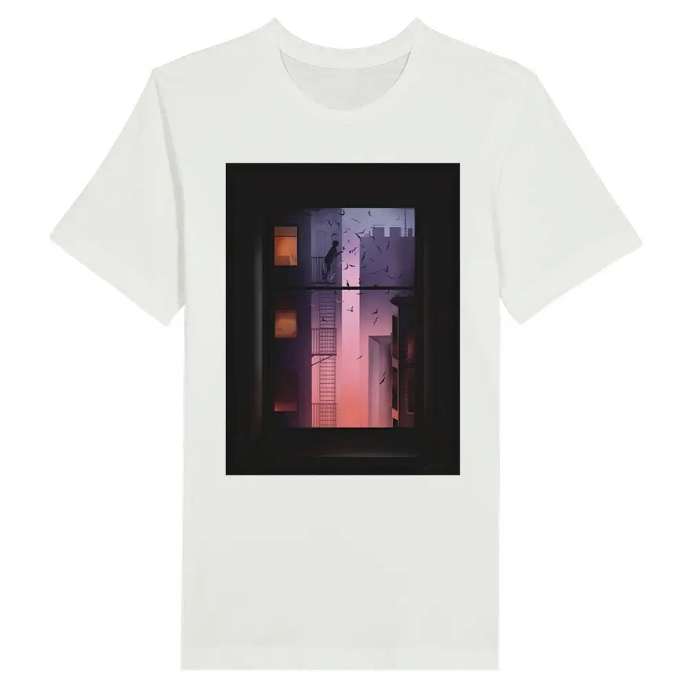 Urban Twilight T Shirt Artistic Cityscape Print Modern Art Streetwear Cotton Casual Cool Apparel