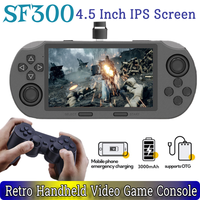 SF300 Retro Gaming Console 4.5 Inch IPS Screen Retro Handheld Video Game Console USB Rechargeable for Kids Adults