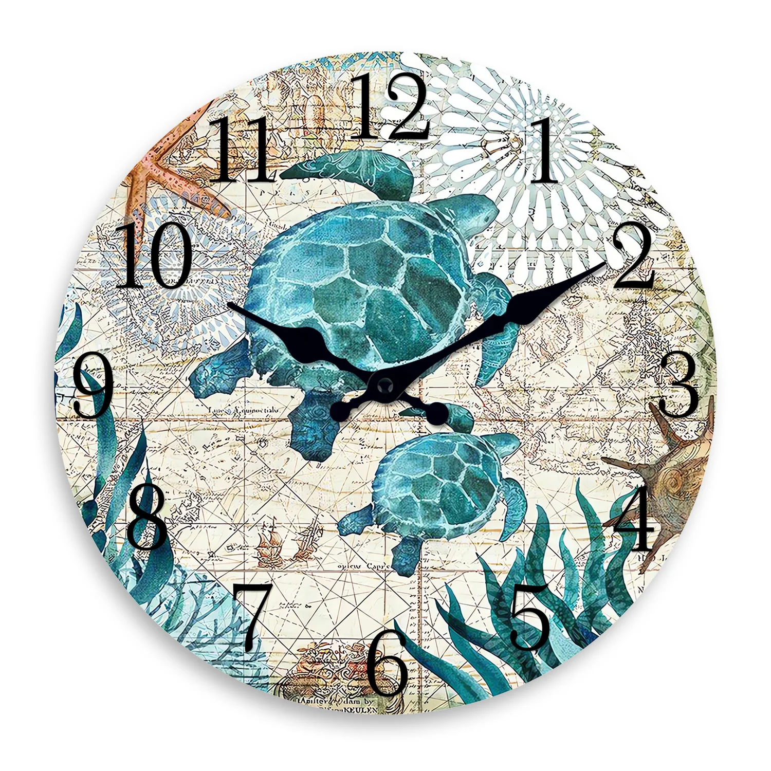Creative Turtle Wooden Wall Clock Living Room Bedroom Kitchen Home Decoration Silent Quartz Clock Holiday Gift 10-Inch 12-Inch 14inch 16inch (No Battery)