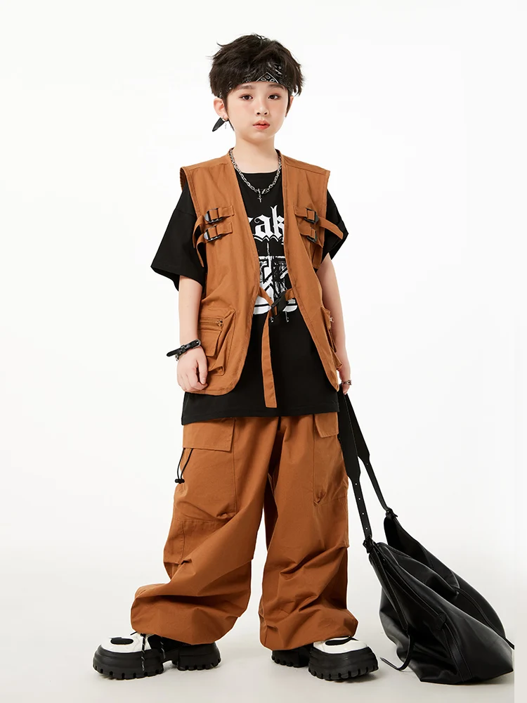 Hip Hop Children'S Fashion Clothes Loose Vest Hiphop Pants Suit Boys Streetwear Girls Jazz Dance Performance Clothes DQS13744