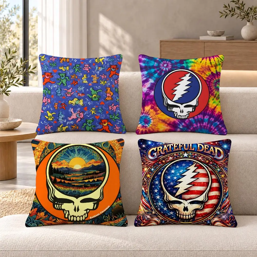 Music Rock G-Grateful Dead Cushion Cover Soft Short Plush Sofa Bedroom Den Car Dorm Decor Gifts
