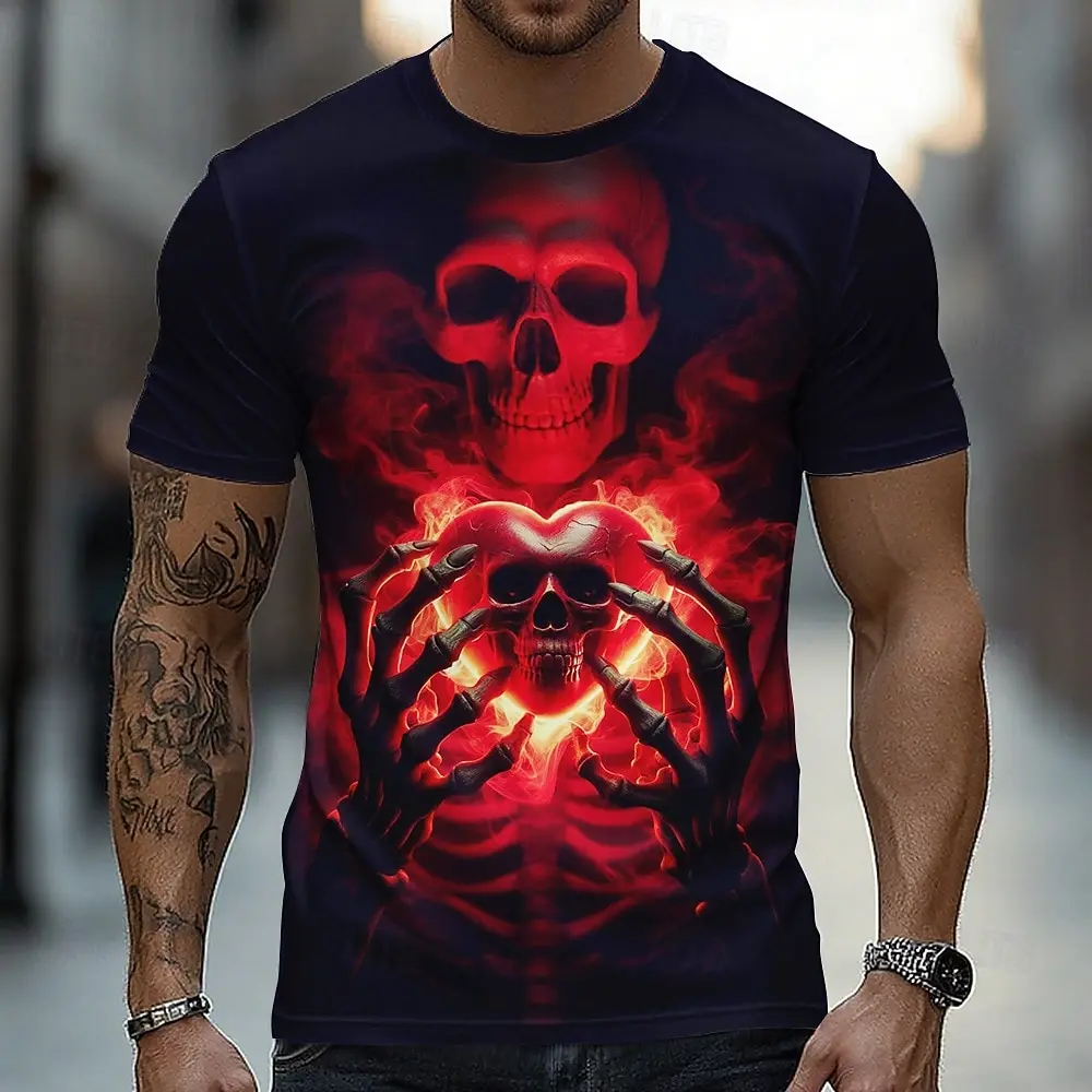 Halloween Men's Skull 3D T-shirt Short Sleeve T-shirt 3D Printing Crew Neck Shirt Fashion Exaggerated Daily Party Street