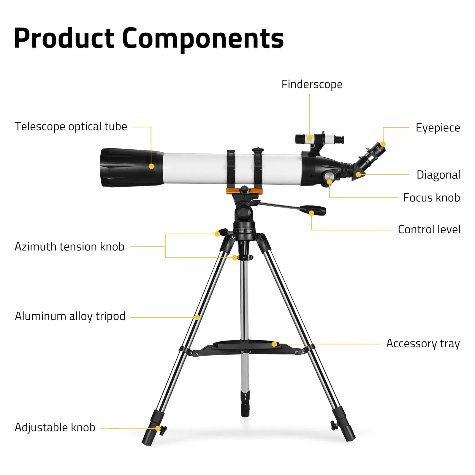 

90mm Aperture 800mm Professional Telescope For Astronomy Adults High Powered Refractor Telescope with Stainless Steel Tripod Ph