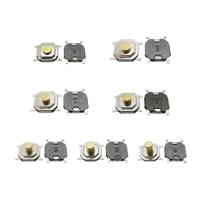 50Pcs 4x4mm 4 Pin SMD Tactile Tact Push Button Micro Switch 4*4*1.7/2/2.3/2.5/3/3.5/4.3mm Keys Button