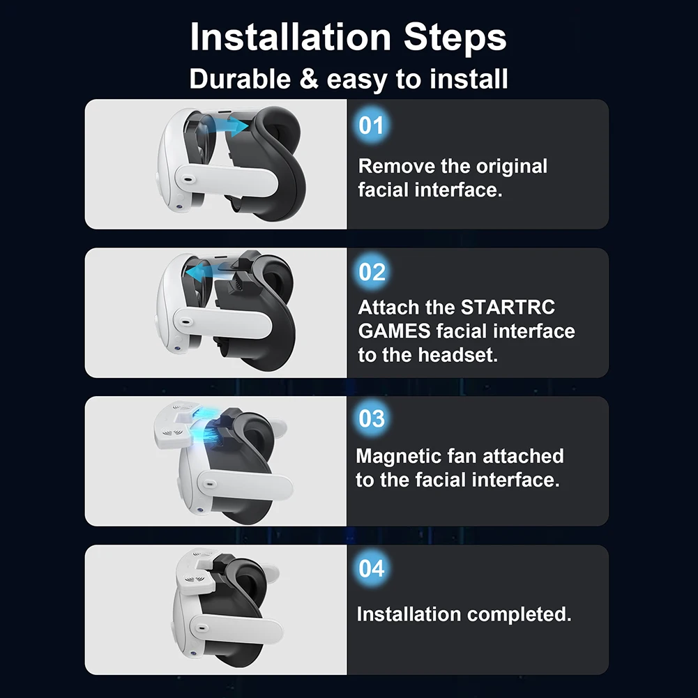 Cooling Fan with Facial Interface Face Cover Relieve Lens Fogging Face Cover Pad with Cooling Fan for Meta Quest 3 Accessories