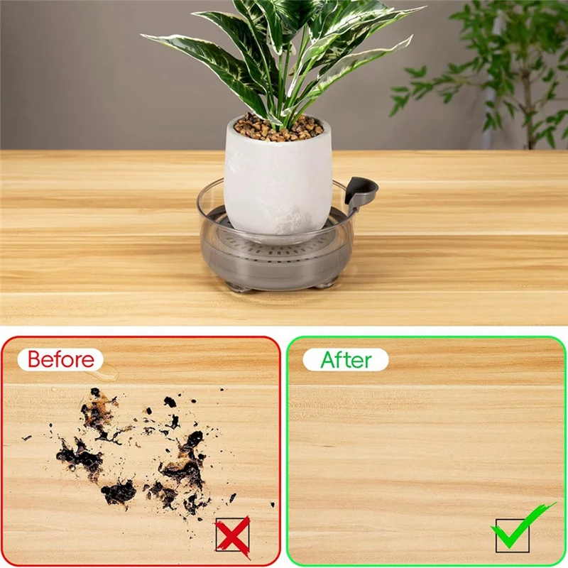 

AT63-Deep Plant Saucer, Bottom Watering Tray With Height-Adjustable Planter Riser For Indoor Plants, Plant Water Catcher Tray