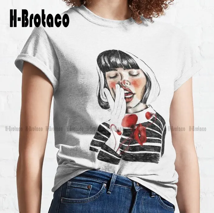 Spring Woman Red Poppies Sexy Portrait Empowered Woman Ropunto Lips Classic T-Shirt Creative Funny Tee Xs-5Xl Unisex New Popular