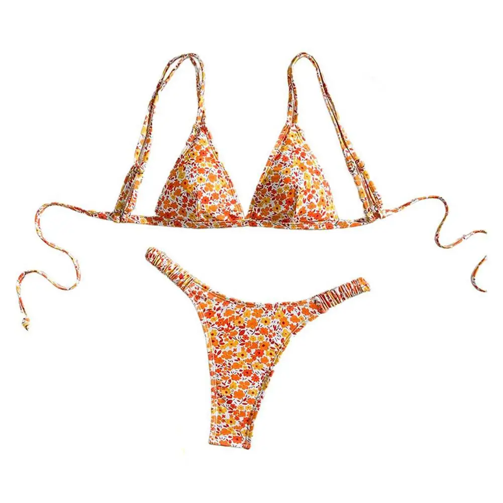 Traje de baño de verano L Bikini floral 18 Tela de spandex 82 Material de poliéster Patrón de flores fragmentadas listo para la playa