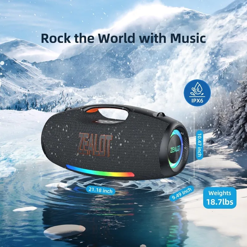 ลําโพงบลูทูธ 250W, ลําโพงไร้สายสําหรับงานปาร์ตี้, เบสขนาดใหญ่, ลําโพง Portale พร้อมซับวูฟเฟอร์, เสียงไฮไฟ, IPX6