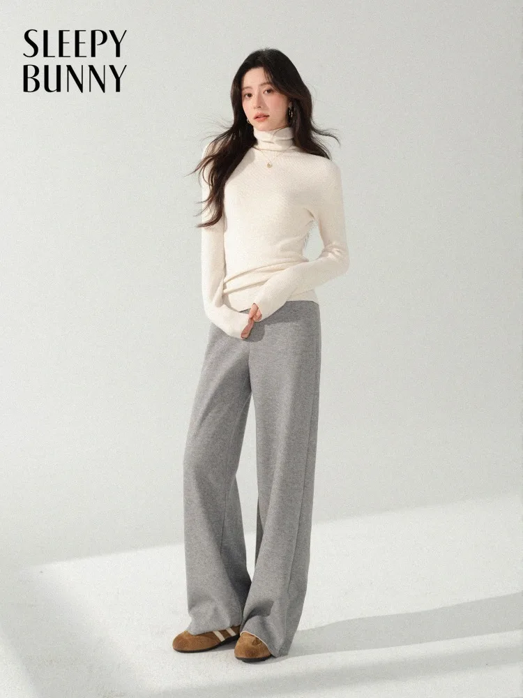 

Прямые брюки с эластичной резинкой на талии для женщин, женские свободные широкие длинные брюки, удобные для миниатюрных размеров, свободная посадка, повседневный стиль наряда