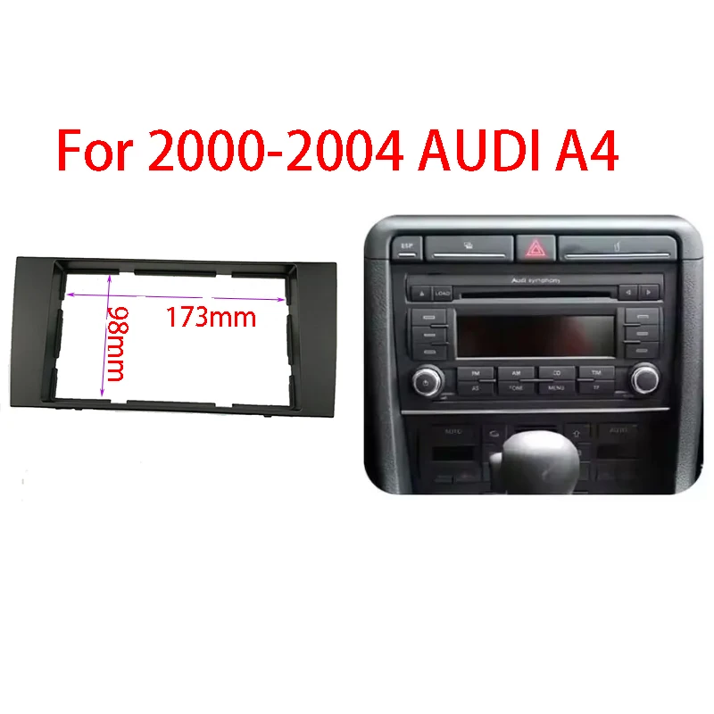 2Din Car Stero CD/DVD Radio Frame Fascia for Audi A4 2000-2004 Dash Panel Face Plate Bezel Trim Mount Kit