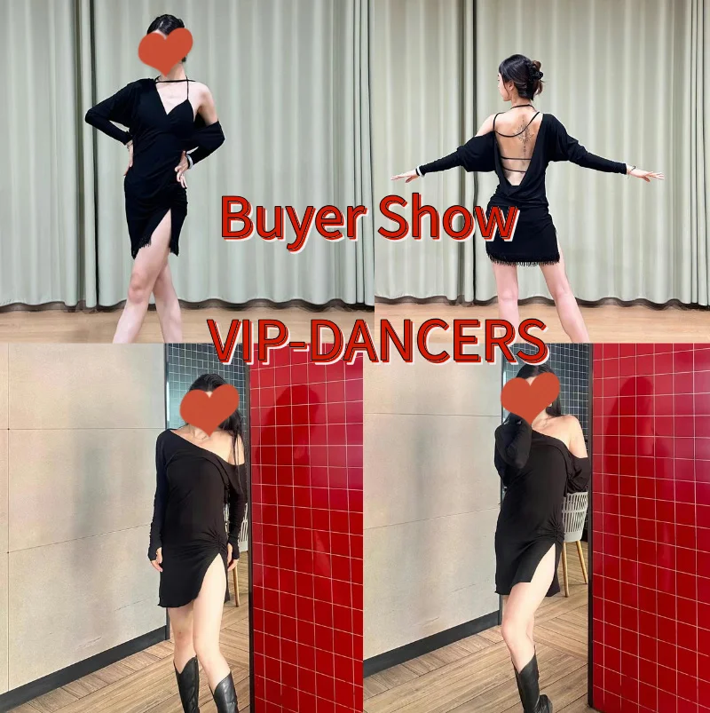 فستان احترافي للرقص اللاتيني بكتف مائل فساتين نسائية مثيرة بأهداب لاتينية للبالغين ملابس رقص سامبا تشاتشا رومبا 10792