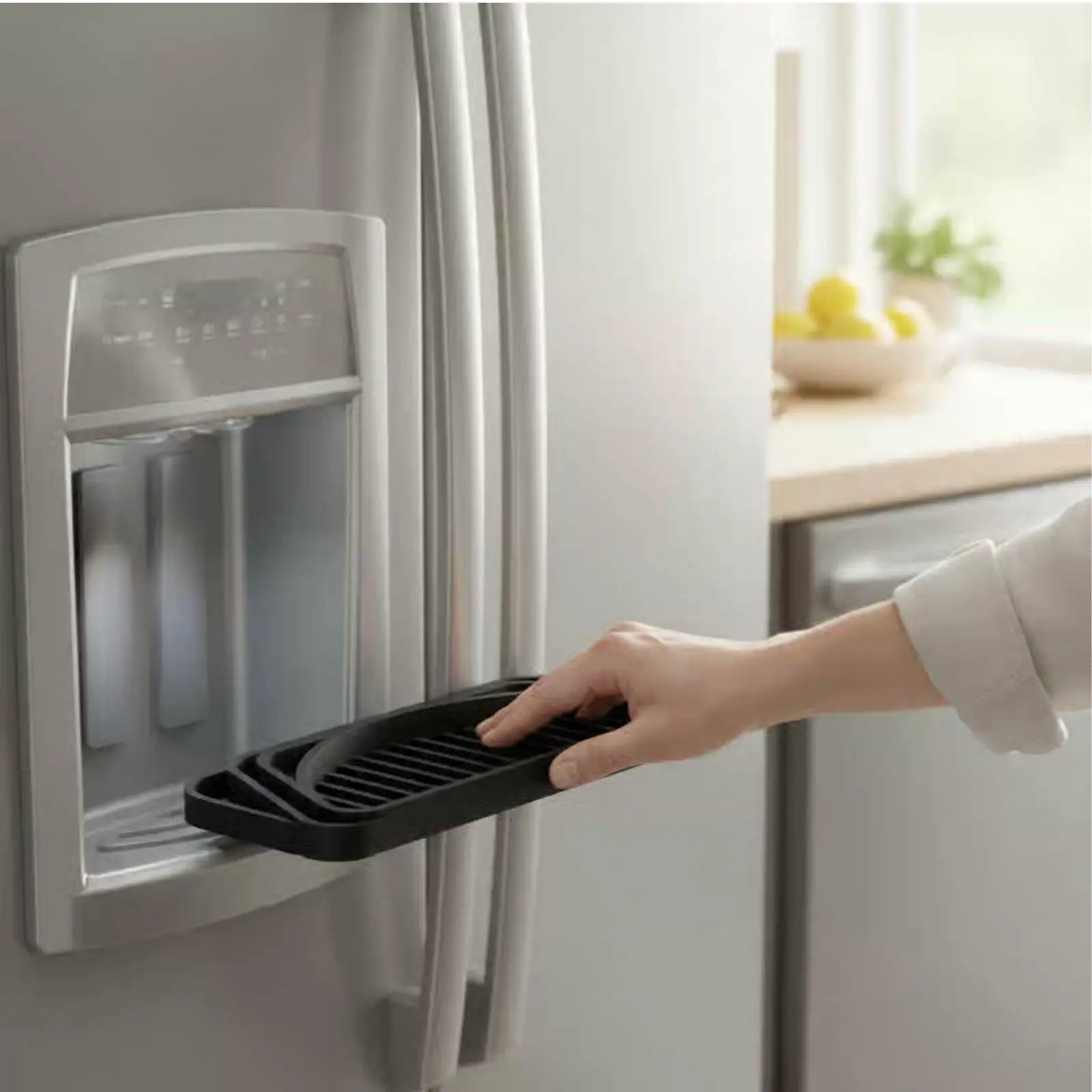 3xSilicone Water Dispenser Mat Cut Fit Refrigerator dripping Tray Protects Countertops Cuttable Drain Pad for Kitchen Gray