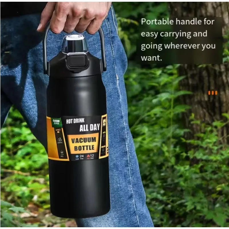 + Insulated SS Bottle, Large Capacity, 304 SS, Durable, Keep Cold/Hot, Perfect for Outdoor Sports Adventures
