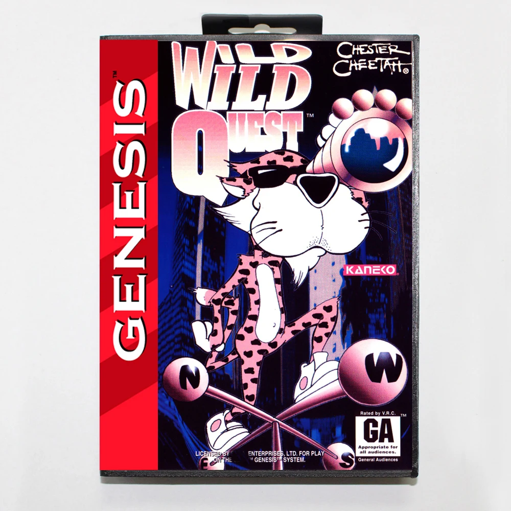 Chester Cheetah - Wild Wild Quest MD Game Card with Custom US Box for 16 Bit Sega Megadrive Genesis Console