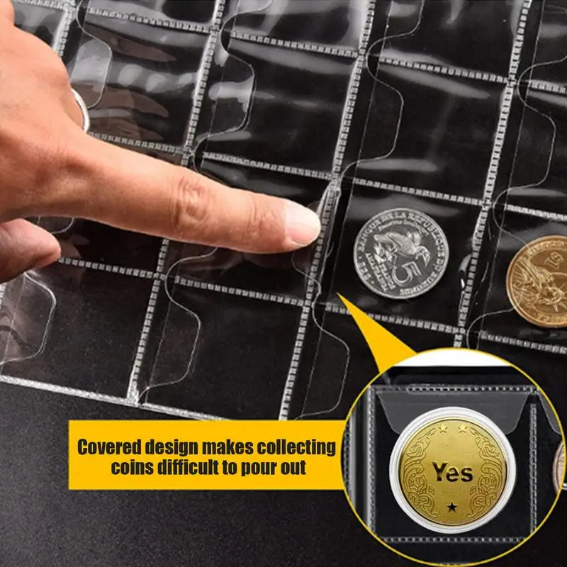 Portable Coin Collection Set 300 Panels Pvc Transparent Loose-leaf Philatelic Book Album with Zipper Protection Coin Collections