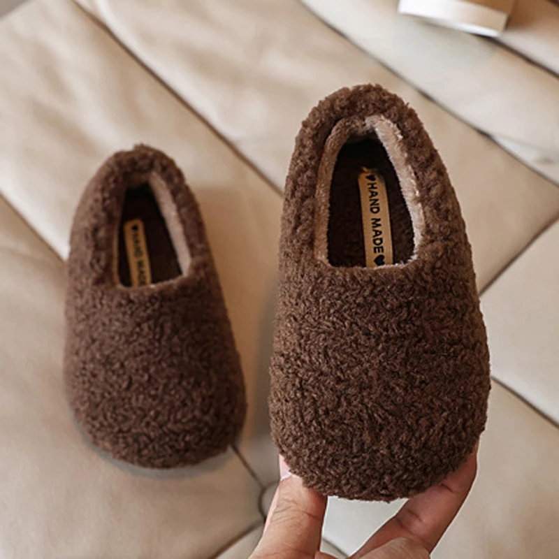 Kids Girls Cotton-padded Shoes 2026 Winter Toddler Baby Flats Shoes Slip On Warm Plush Girls Shoes Furry Children Shoes CSH968
