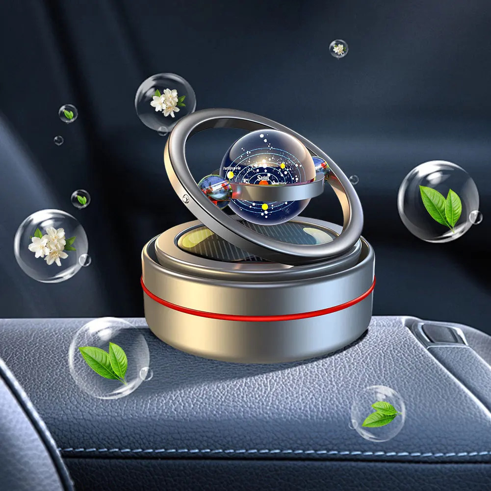 Solar Powered Car Air Freshener Rotating Car Aromatherapy Diffuser Air Purifier Essential Oil Diffuser for Car