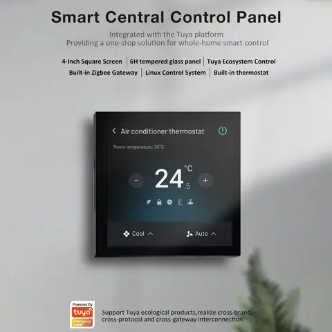 Zigbee Smart Control Panel 4 Inch Touch Screen Smart Home Gateway Panel Electric Heating Gas Boiler Air Conditioner Thermostat