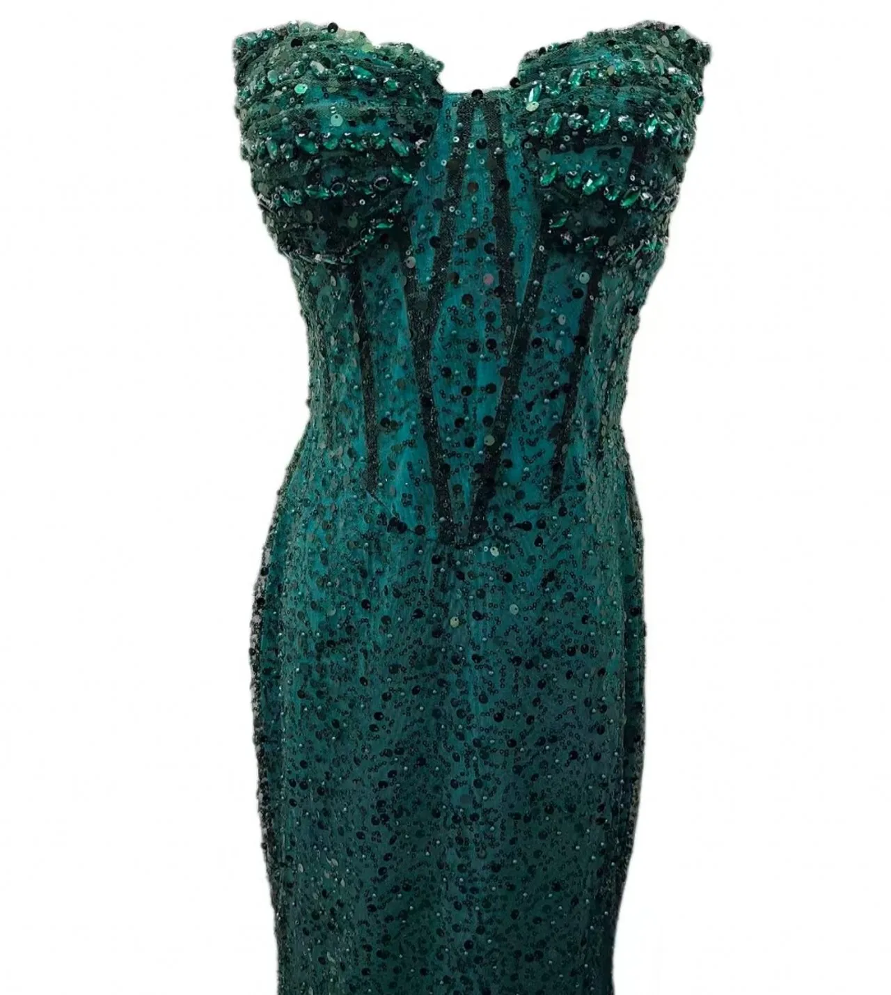 Luxury Green Mermaid Formal Prom Dresses Sweetheart Pleats Crystal Sequins Silt Evening Birthday Party Dress Christmas Dresses