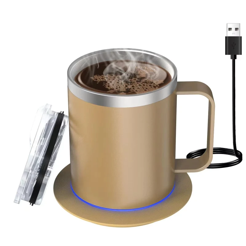 Intelligent electronic temperature control ceramic cup with handle blank design stainless steel sublimation printing heating cup