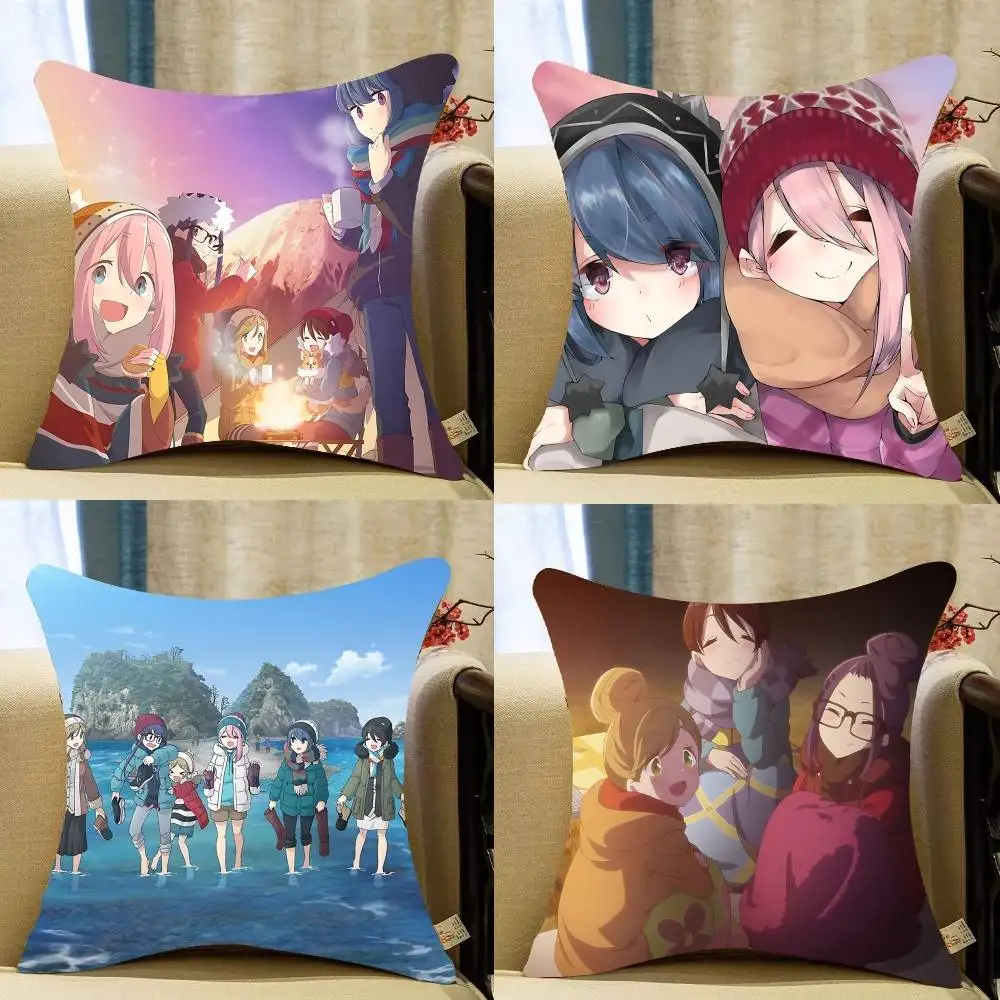 Anime Yuru Camp Season Pillow Case Pillows For Cover Home Decor Items Living Room Decoration Cushion Covers
