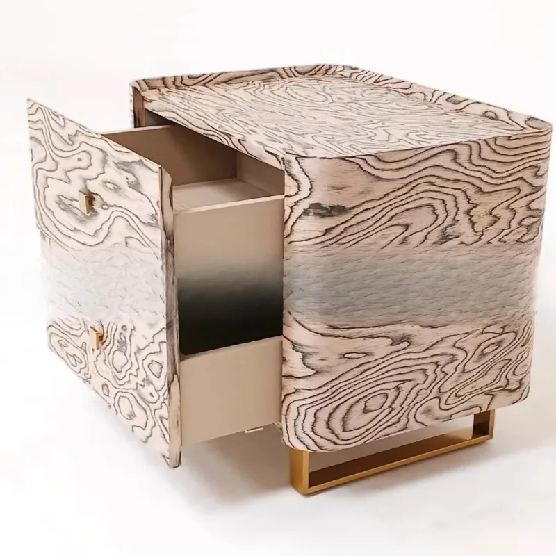 

wood grain bedside table Square locker Tree tumor Solid wood Medieval bedside table Decorative cabinet Storage cabinet