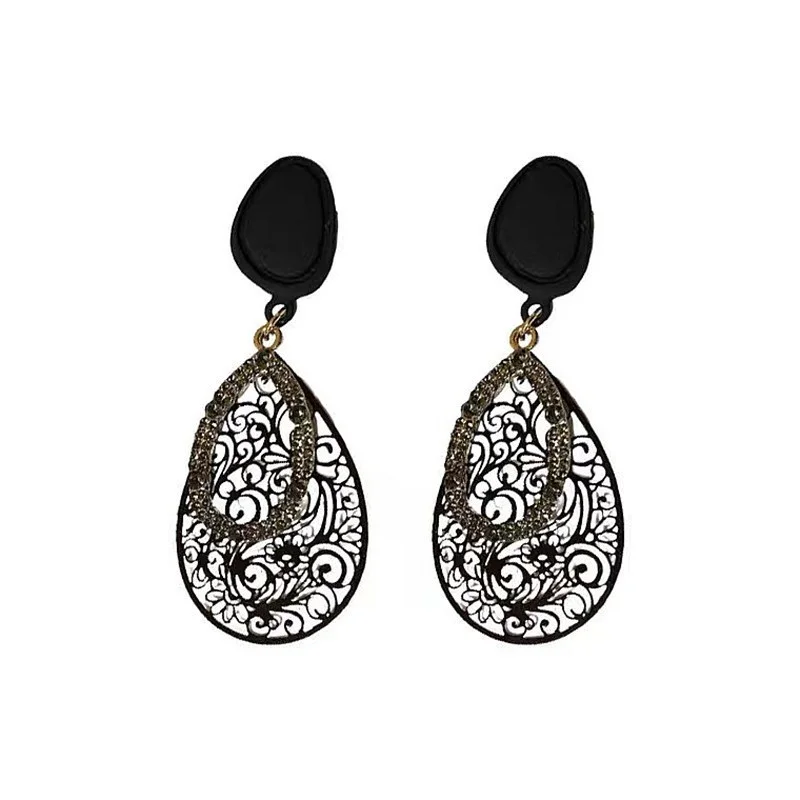 Korean Fashion Black Water Drop Shape Earrings for Women Wedding Party Earring Valentine\'s Day Christmas Jewelry Accessories