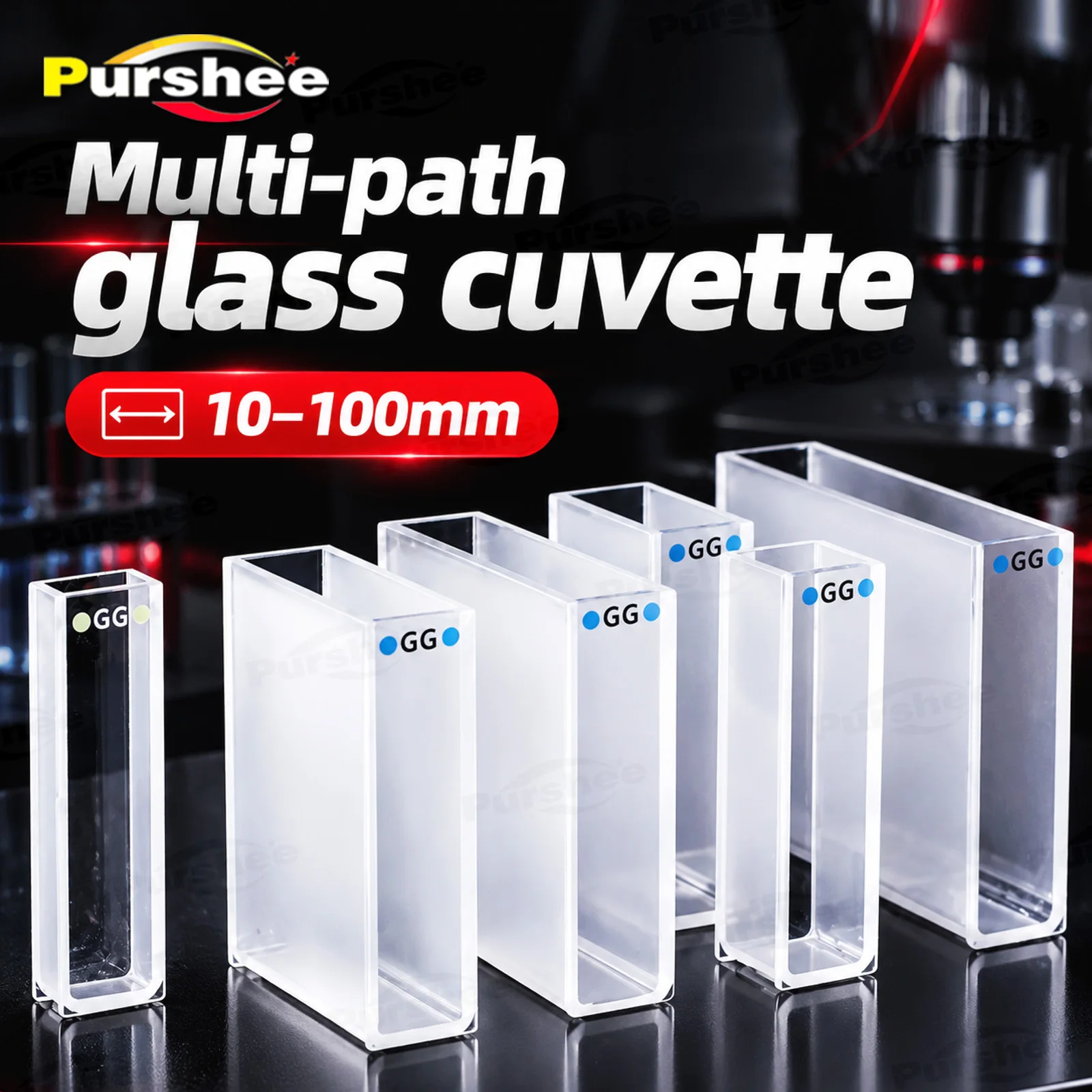 German Imported Glass Cuvette 1-100mm Optical Path 2-Side 4-Side Transparent Laboratory Spectrophotometer Quartz Cell