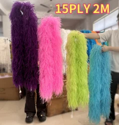 2M piume multicolori Boa piume di struzzo scialle 1/3/6/10/15PLY Drees di nozze decorazione accessorio Plumes per artigianato morbido soffice