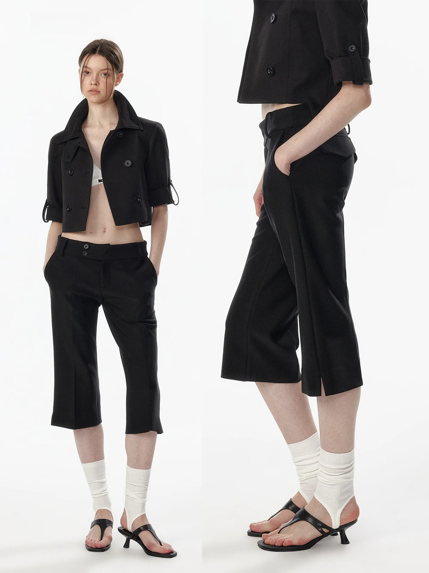 Low Waist Slim Fit Capri Pants Women's Fashionable Casual Pants Summer New Style Commuting Pants Seven-Foot Length Straight Leg