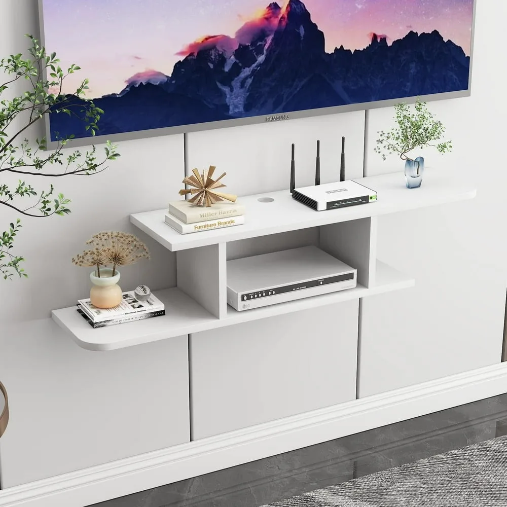 

Floating Tv Stand Wall Mounted, Floating Tv Shelf For Tvs Up To 60""（White）