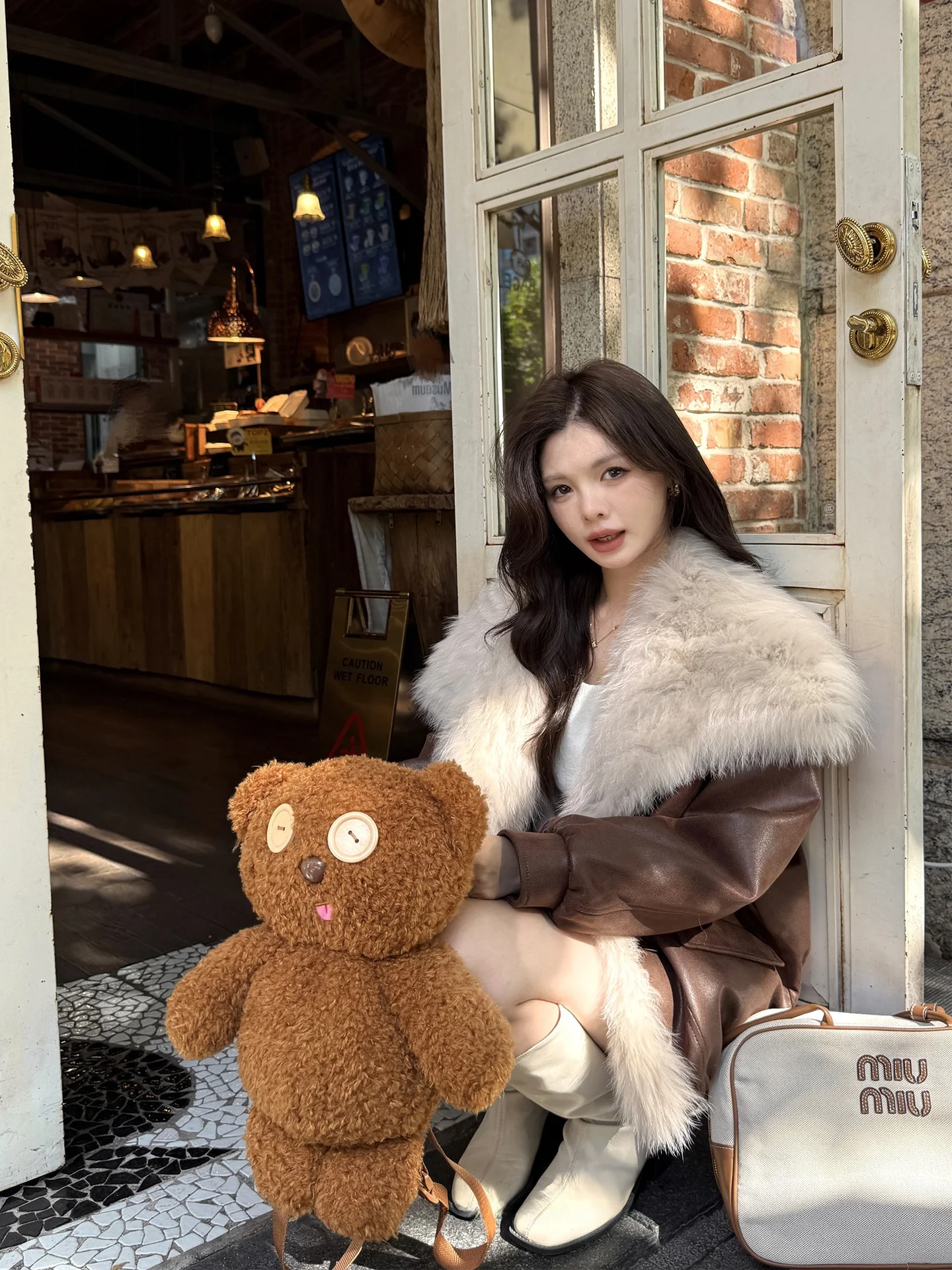 

Женская теплая верхняя одежда с мехом Анны Jaet Young Sle, пальто в Корейском стиле, длинная свевая цельная кожа