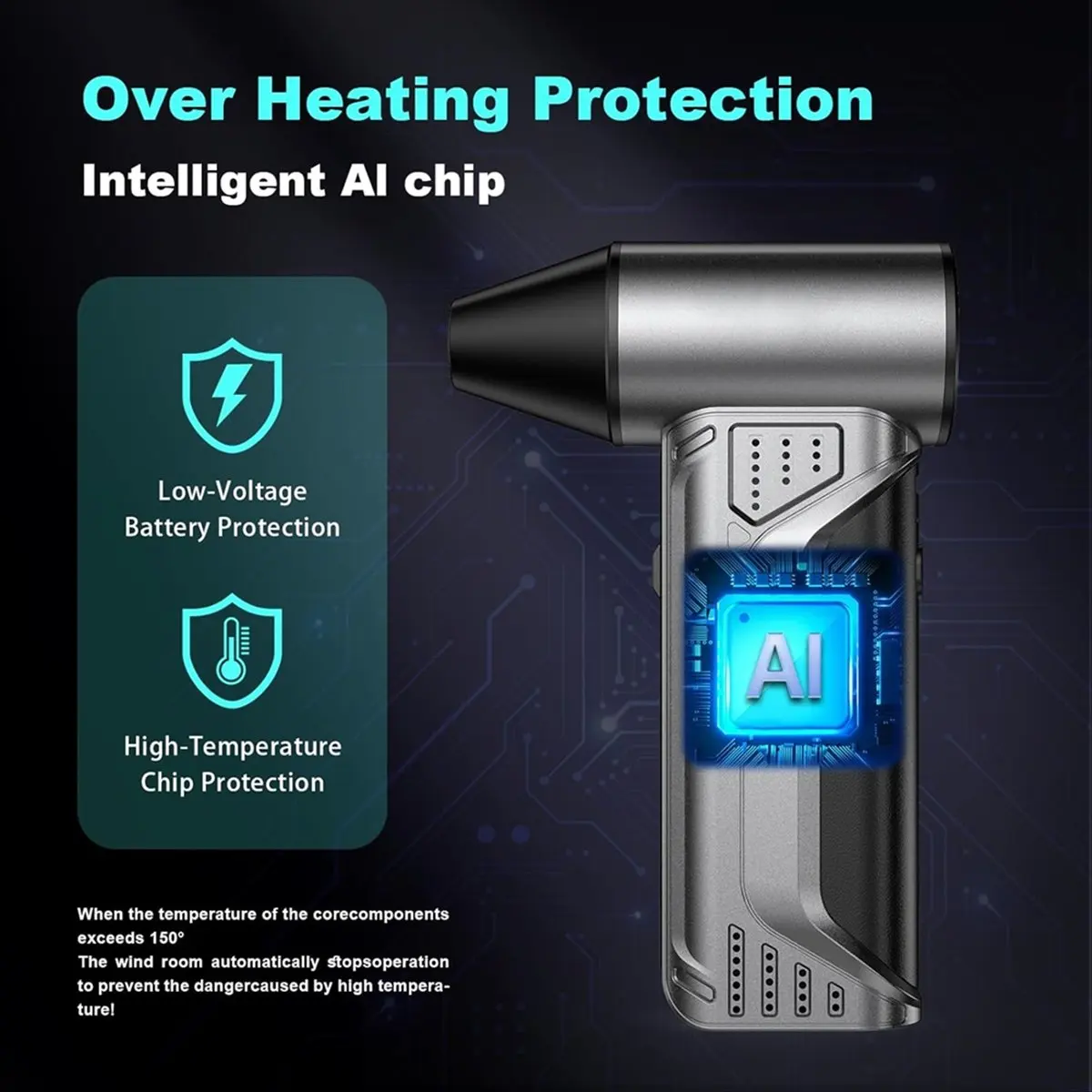 منفضة هواء مضغوط 180000 دورة في الدقيقة، مع 3 تروس قابلة للتعديل، بطارية 10000 مللي أمبير قابلة لإعادة الشحن للوحة المفاتيح/الكمبيوتر/السيارة/الخارج #1