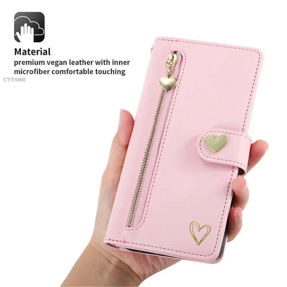 Luxury Zipper Flip Leather Wallet Leather Case For iphone 15 14 13 12 11 Pro X XR XS Max 7 8 Plus SE 2020 2022 Shockproof Cover